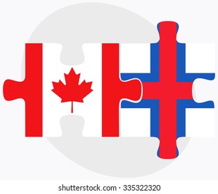 Canada and Faroe Islands Flags in puzzle isolated on white background