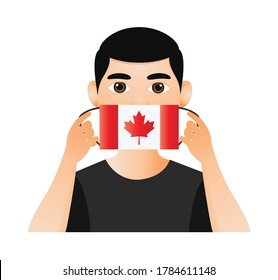 Canada fights coronavirus.Fight coronavirus.Canada flag background.Vector illustration fight covid-19 corona virus.