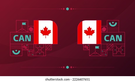 canada flag for 2022  world, Qatar football cup tournament. isolated National team flag with geometric elements for 2022 soccer or football Vector illustration.