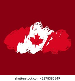 canada flag in abstract brush stroke paint shape illustration for independence day or national event