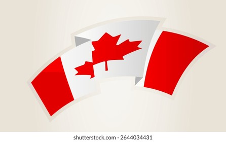 Canada Flag in Abstract Ribbon Shape, National Symbol of the Canada. This vector is ideal for use in national events, Independence Day, international sports competitions.