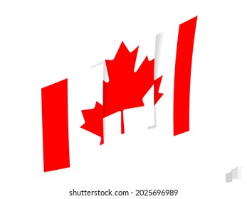 Canada flag in an abstract ripped design. Modern design of the Canada flag. Vector icon.