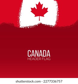 canada flag in abstract spray paint shape as header frame background with space or place for text