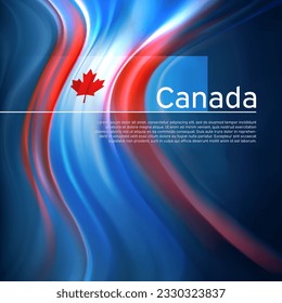 Canada flag background. Abstract canadian flag in the blue sky. National holiday card design. State banner, canada poster, patriotic cover, flyer. Business brochure design. Vector illustration