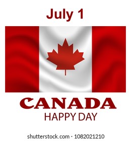 Canada Flag background. Happy Canada day poster template. Stock vector.