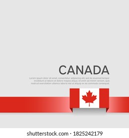 Canada flag background. Canada flag ribbon on white background. National poster. Business booklet. Vector flat design banner. State Canadian Patriotic Flyer Cover