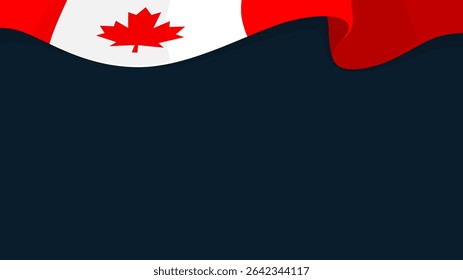 Canada flag background template. Dark copy space background with Canadian flag suitable for events related to Canada