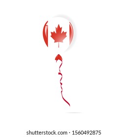 Canada flag balloon with ribbon isolated on white background. Template for poster, banner, flyer, invitation, brochure, card, cover vector illustration