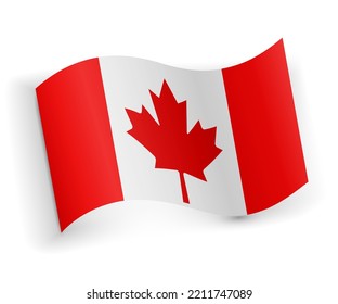 Canada flag bended and lying on white background