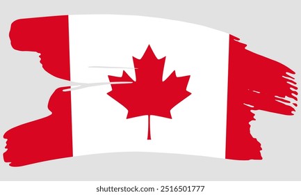 Textura de pintura de la bandera de Canadá. Bandera del Grunge de Canadá. Concepto de cepillo de emblema canadiense