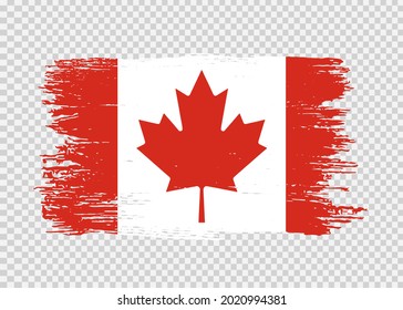 Canada flag with brush paint textured isolated  on png or transparent background,Symbol Canada,template for banner,advertising ,promote, design,vector,top gold medal winner sport country