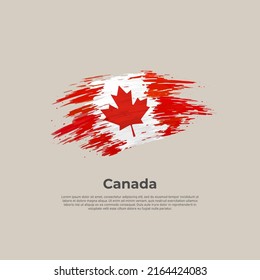 Canada flag. Brush painted canadian flag on a white background. Brush strokes. Vector design national poster, template. Place for text.  State patriotic banner of canada, cover. Copy space