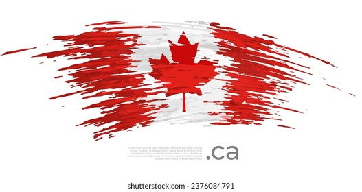 Canada flag. Brush painted canadian flag on a white background. Brush strokes, grunge. Vector design national poster, template. Place for text.  State patriotic banner of canada, cover. Copy space