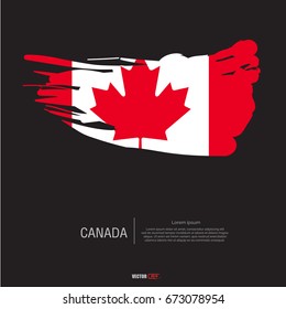 canada flag with  brush stroke background vector