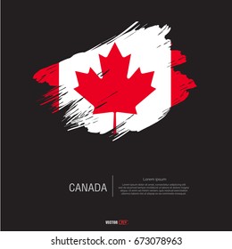 canada flag with  brush stroke background vector