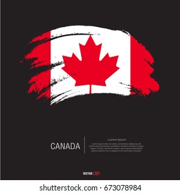 canada flag with  brush stroke background vector