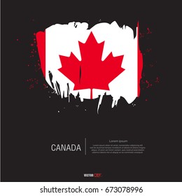 canada flag with  brush stroke background vector
