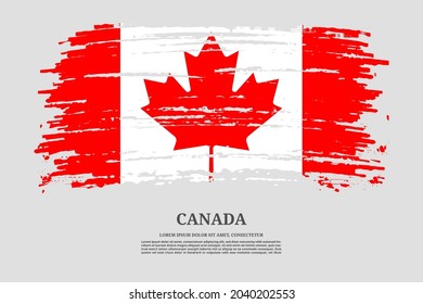 Canada flag with brush stroke effect and information text poster, vector background