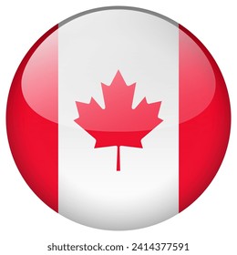 Canada flag button. Canada circle flag button isolated on white background