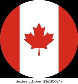 Canada flag button on white background