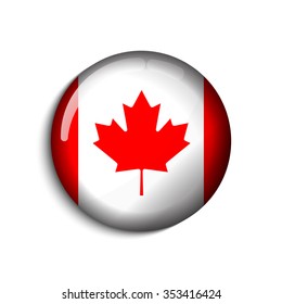 Canada flag button on a white background. Vector illustration.