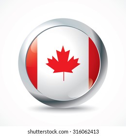 Canada flag button - vector illustration