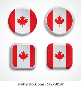 Canada flag buttons, vector illustration