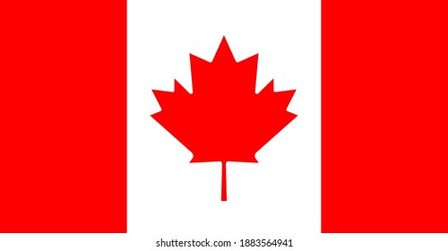 Canada Flag. Canadian Leaf. Red Maple On White Background. Official Symbol Of Canada. Banner For Geography, National And Destination. Simple Drawing And Icon For Country In North America. Vector.