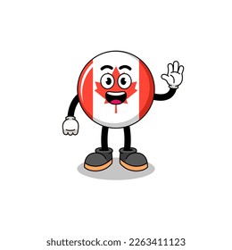caricatura de la bandera de canadá haciendo gesto de la mano de la onda , diseño de personajes