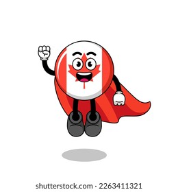 canada flag cartoon with flying superhero , character design