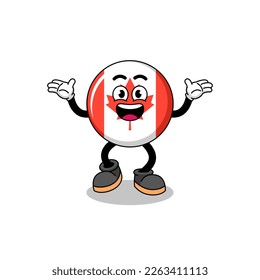 canada flag cartoon searching with happy gesture , character design