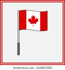 Canada Flag Cartoon Vector Illustration. Flag of Canada Flat Icon Outline
