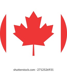 canada flag in a circle, round icon with red maple leaf vector illustration
