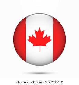 Canada flag circle shape button vector illustration