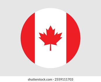 Canada flag in circle shape, Canada flag vector design, Flag icon. Canada national flag, maple leaf