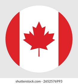 Canada flag. Canada circle flag. Standard color. Circle icon flag.  Button flag icon. Computer digital vector illustration.