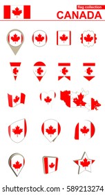 Canada Flag Collection. Big set for design. Vector Illustration.