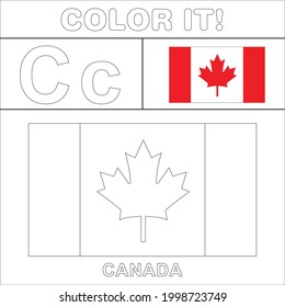 Canada Flag Coloring Page For Kids