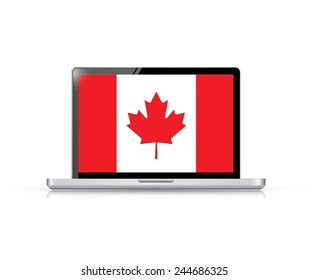 canada flag computer laptop illustration design over a white background