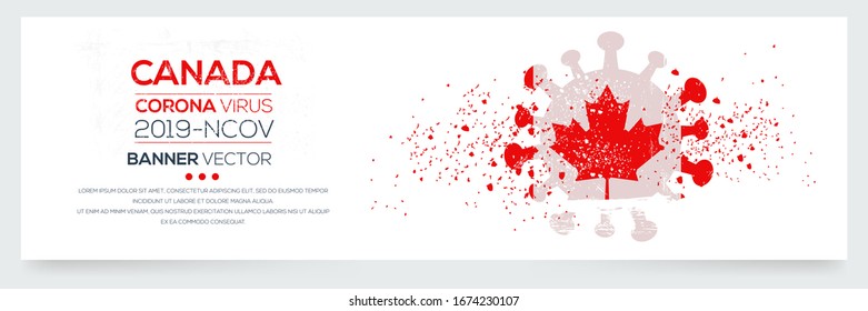 Canada flag with corona virus Symbol, (2019-nCoV), vector illustration.