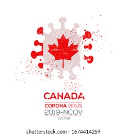 Canada flag with corona virus Symbol, (2019-nCoV), vector illustration.