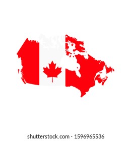 Canada Flag country of America, American map illustration, vector isolated on white background