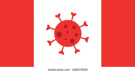 Canada flag with Covid-19 coronavirus icon