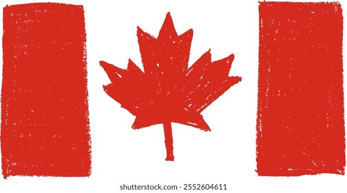 Vector de dibujo de tiza de crayón de bandera de Canadá