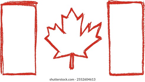 Vector de dibujo de tiza de crayón de bandera de Canadá