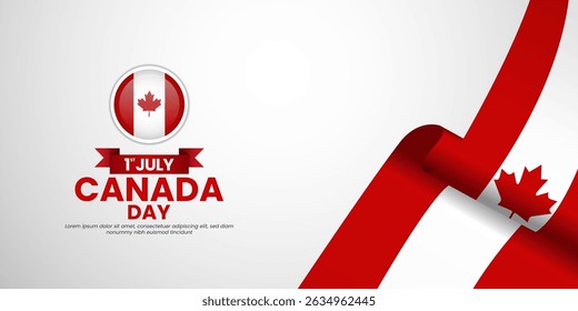 Canada flag for canada day banner background with blank space area