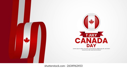 Canada flag for canada day banner background with blank space area