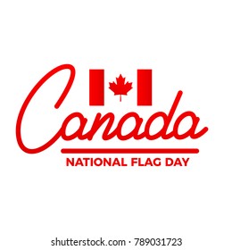 Canada Flag Day. Label of Lettering Canada and National Flag