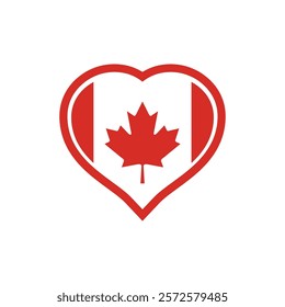 canada flag design vector with love shape