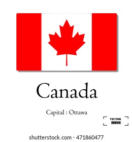 Canada Flag, Flags of the world for education, Vector design.